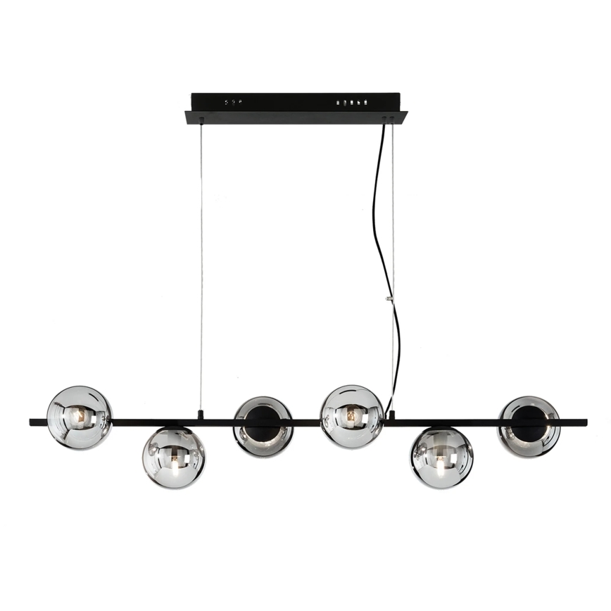 Ondaluce - Lámpara colgante MONILE con cable 6xE14/10W/230V negro/ahumado