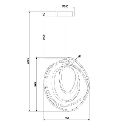 Ondaluce - Lámpara colgante regulable LED con cable GOLDEN LED/50W/230V diámetro 50 cm dorada