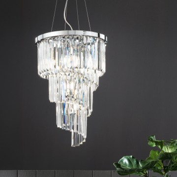 Ondaluce - Lámpara de araña de cristal con cable ALEXANDER 7xE14/10W/230V Ø 40 cm acabado cromado brillante
