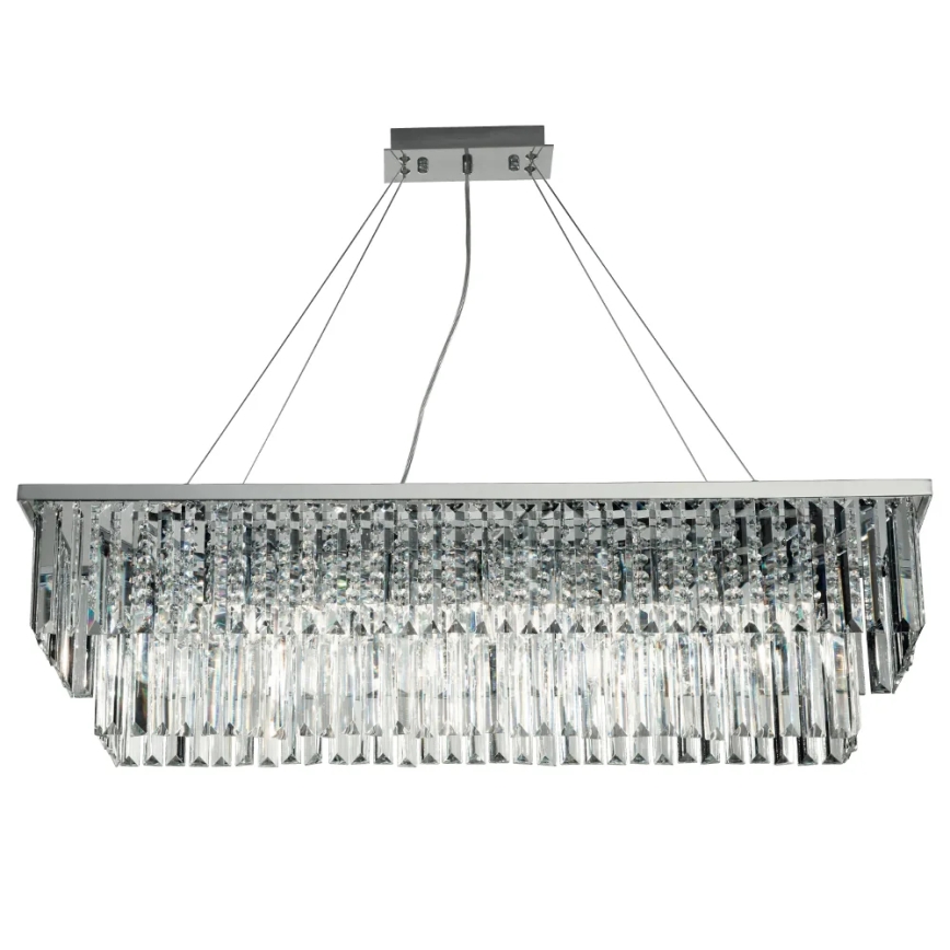 Ondaluce - Lámpara de araña de cristal con cable DAIQUIRI 8xE14/10W/230V cromado brillante