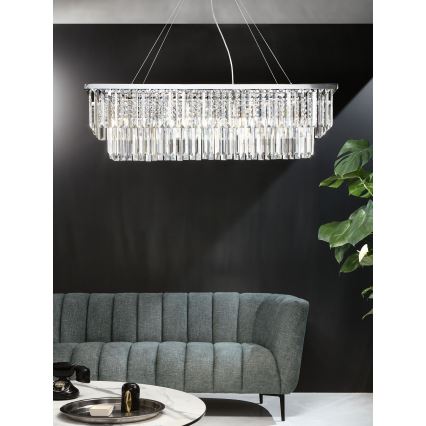 Ondaluce - Lámpara de araña de cristal con cable DAIQUIRI 8xE14/10W/230V cromado brillante