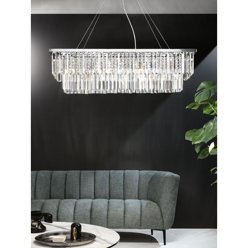 Ondaluce - Lámpara de araña de cristal con cable DAIQUIRI 8xE14/10W/230V cromado brillante