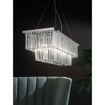 Ondaluce - Lámpara de araña de cristal con cable DAIQUIRI 8xE14/10W/230V cromado brillante