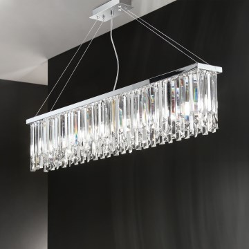 Ondaluce - Lámpara de araña de cristal suspendida por cable BATIDA 8xE14/10W/230V cromado brillante