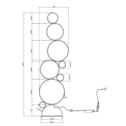 Ondaluce - Lámpara de pie LED regulable POIS LED/52W/230V 160 cm dorada