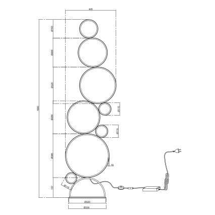 Ondaluce - Lámpara de pie LED regulable POIS LED/52W/230V 160 cm plateada