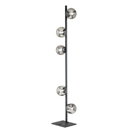 Ondaluce - Lámpara de pie MONILE 5xE14/10W/230V 170 cm negro/negro ahumado