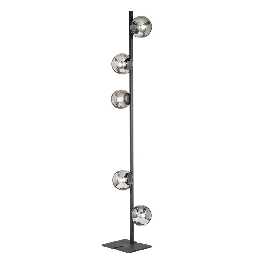 Ondaluce - Lámpara de pie MONILE 5xE14/10W/230V 170 cm negro/negro ahumado
