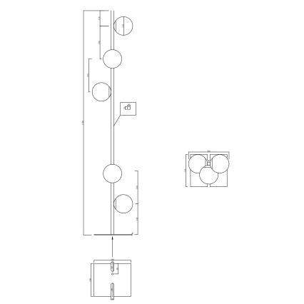 Ondaluce - Lámpara de pie MONILE 5xE14/10W/230V 170 cm negro/negro ahumado