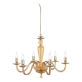 Ondaluce - Lámpara de suspensión con cable PAGANINI 6xE14/10W/230V Ø 70 cm dorada/beige ahumado