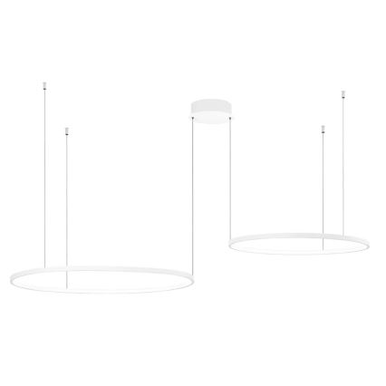 Ondaluce - Lámpara colgante LED regulable con cable SOEL LED/28W/230V + LED/38W 3000/4000K Ø 80/60 cm blanca