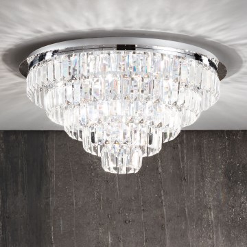 Ondaluce - Lámpara de techo de cristal CASTLE 12xG9/7W/230V, diámetro 60 cm, acabado cromado brillante