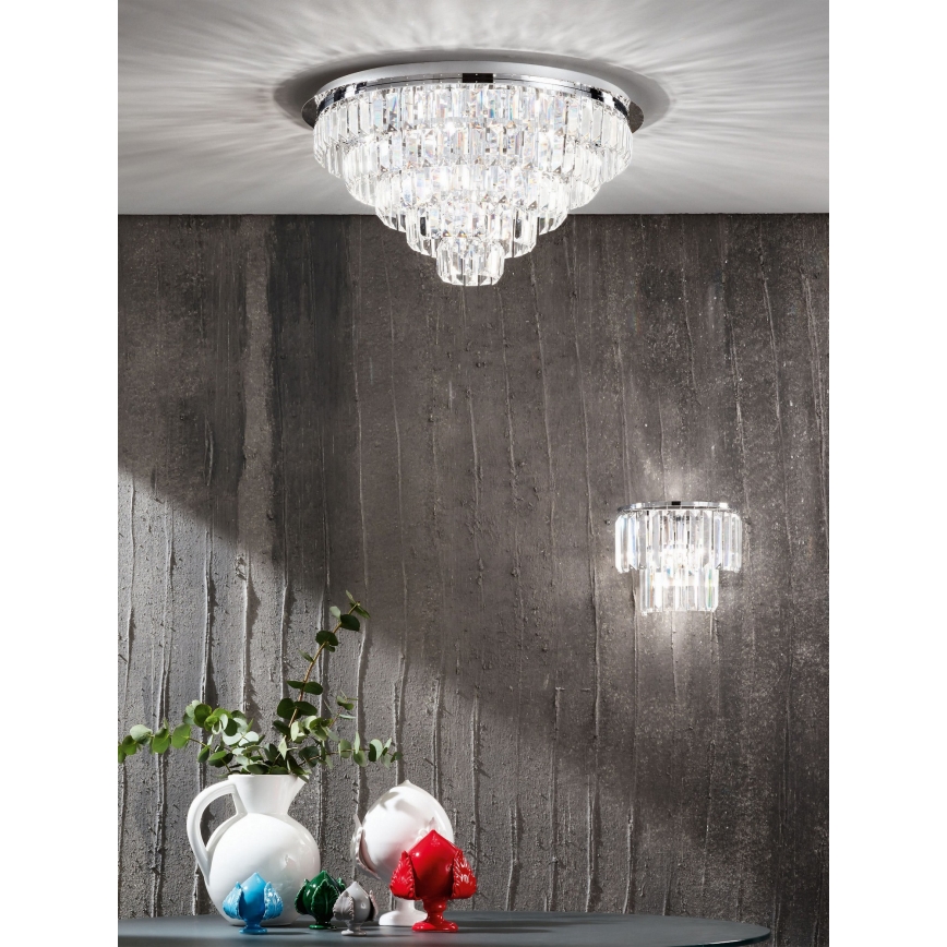 Ondaluce - Lámpara de techo de cristal CASTLE 12xG9/7W/230V, diámetro 60 cm, acabado cromado brillante