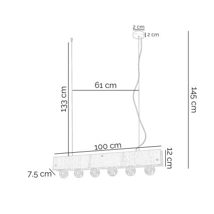 ONLI - Lámpara colgante ARGO 6xE27/22W/230V beige