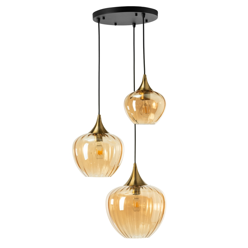 ONLI - Lámpara colgante con cable ELIDE 3xE27/15W/230V negro/cobre
