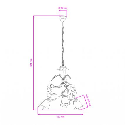 ONLI - Lámpara colgante con cadena MIRANDA 3xE14/6W/230V
