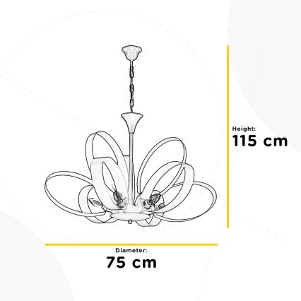 ONLI - Lámpara colgante con cadena SERENA 9xE14/6W/230V blanco