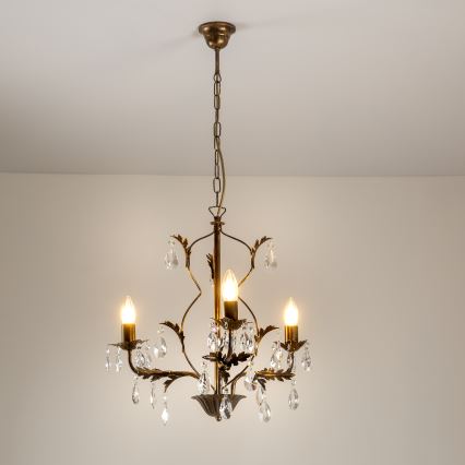 ONLI - Lámpara colgante con cadena TERESA 3xE14/6W/230V bronce