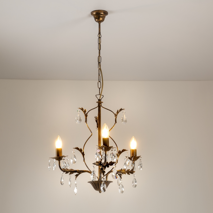 ONLI - Lámpara colgante con cadena TERESA 3xE14/6W/230V bronce