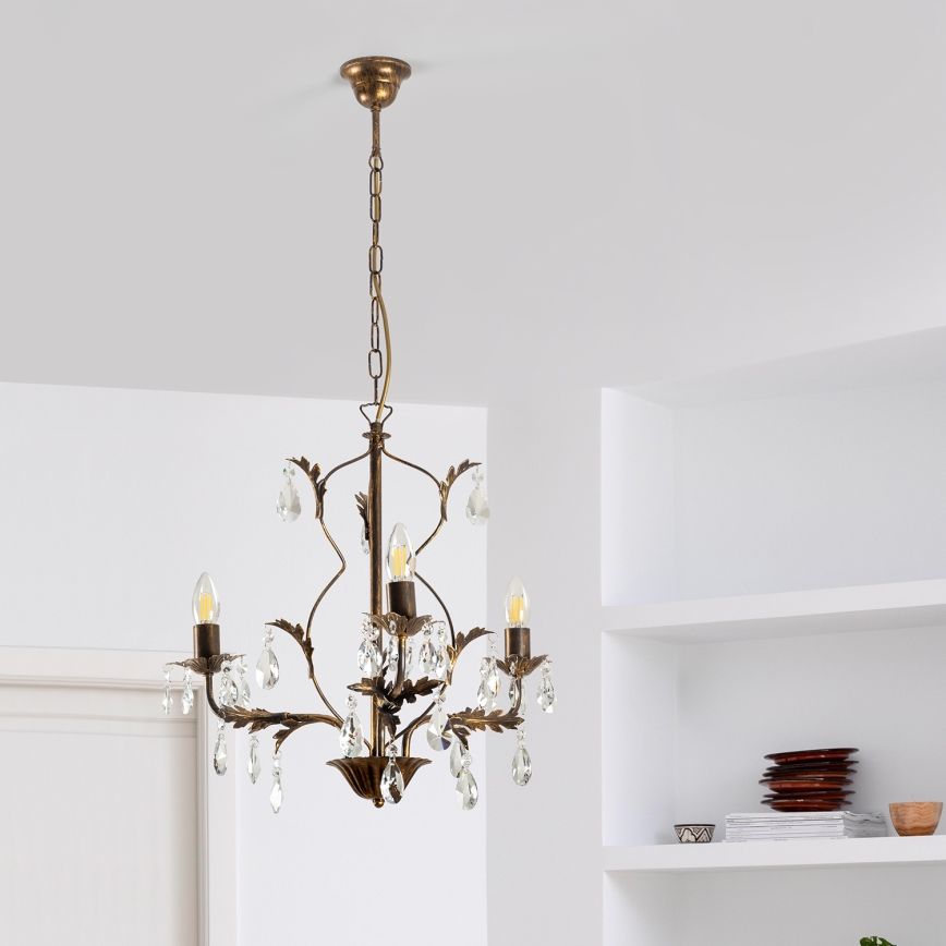 ONLI - Lámpara colgante con cadena TERESA 3xE14/6W/230V bronce