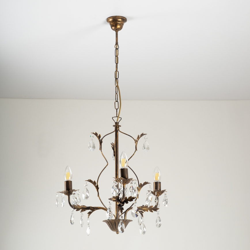 ONLI - Lámpara colgante con cadena TERESA 3xE14/6W/230V bronce
