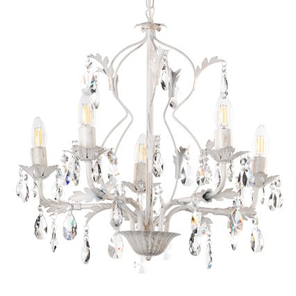 ONLI - Lámpara colgante con cadena TERESA 5xE14/6W/230V blanco