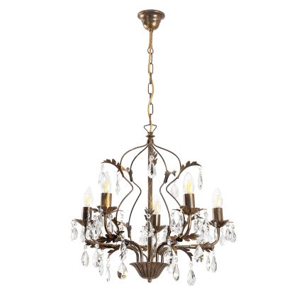 ONLI - Lámpara colgante con cadena TERESA 5xE14/6W/230V bronce