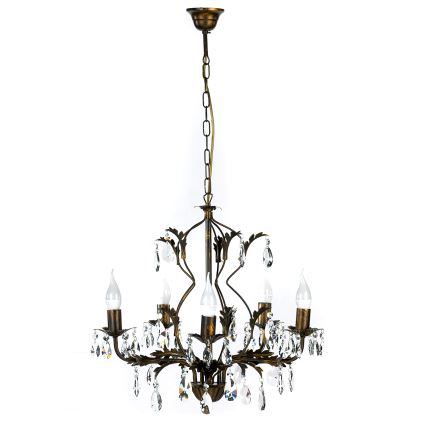 ONLI - Lámpara colgante con cadena TERESA 5xE14/6W/230V bronce