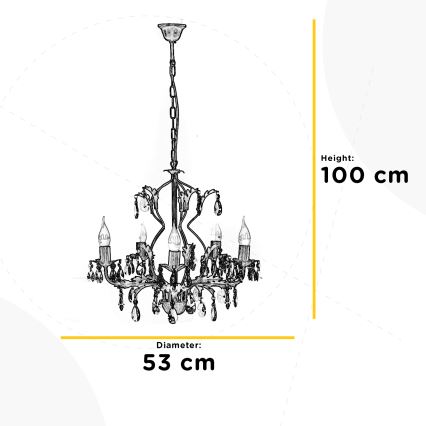 ONLI - Lámpara colgante con cadena TERESA 5xE14/6W/230V bronce
