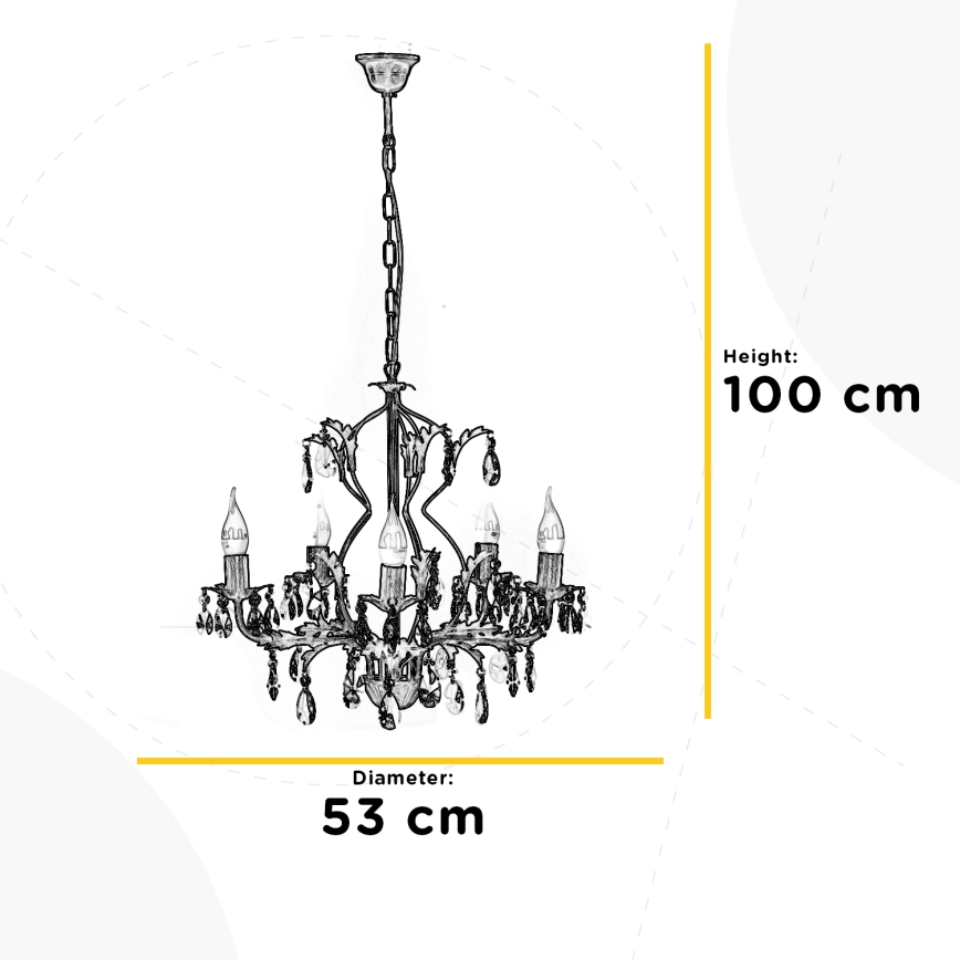 ONLI - Lámpara colgante con cadena TERESA 5xE14/6W/230V bronce