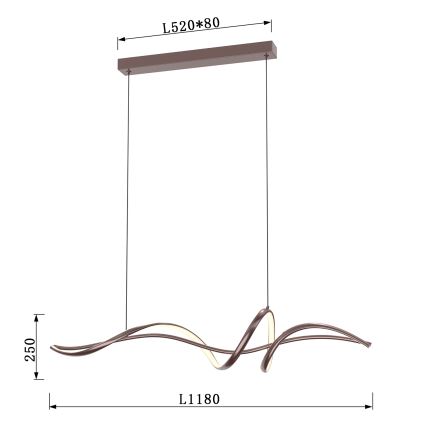 ONLI - Lámpara colgante de cable KELLY LED/28W/230V, acabado en cobre
