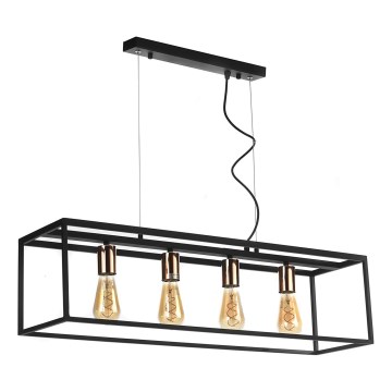 ONLI - Lámpara colgante FLOKI 4xE27/15W/230V negro/cobre