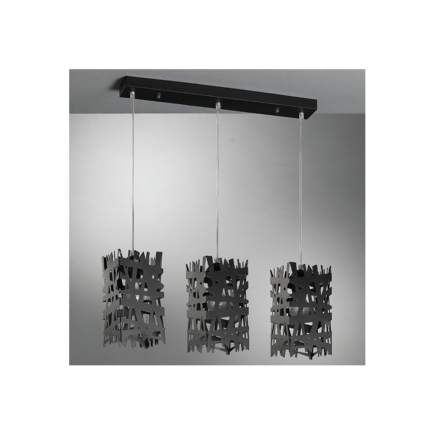ONLI - Lámpara colgante FORESTA 3xE27/15W/230V negro