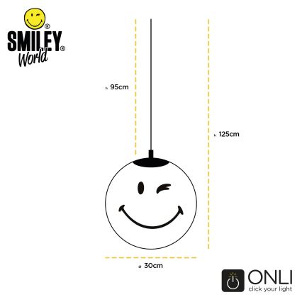 ONLI - Lámpara colgante infantil SMILEY 1xE27/15W/230V color amarillo