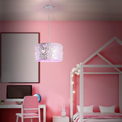 ONLI - Lámpara colgante infantil TITILLA 1xE27/22W/230V morada/blanco