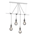 ONLI - Lámpara colgante WIRE 4xE27/15W/230V gris/blanco