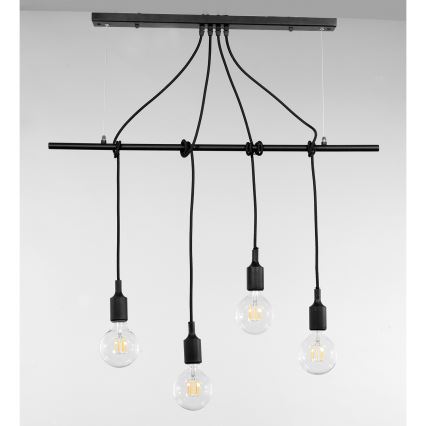 ONLI - Lámpara colgante WIRE 4xE27/15W/230V negro