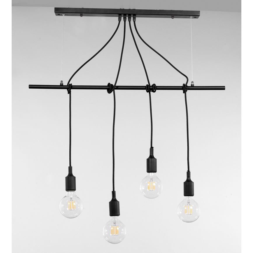 ONLI - Lámpara colgante WIRE 4xE27/15W/230V negro