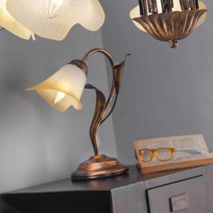 ONLI - Lámpara de mesa LUCREZIA 1xE14/6W/230V bronce