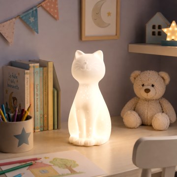 ONLI - Lámpara de mesa PORCELLANA 1xE14/6W/230V 27,2 cm gato