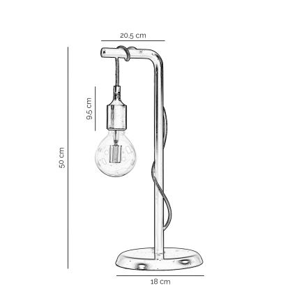 ONLI - Lámpara de mesa WIRE 1xE27/15W/230V 50 cm gris/blanco