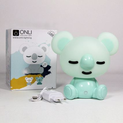 ONLI - Lámpara nocturna infantil LED regulable PUPPIES LED/3W/230V 20 cm koala/verde