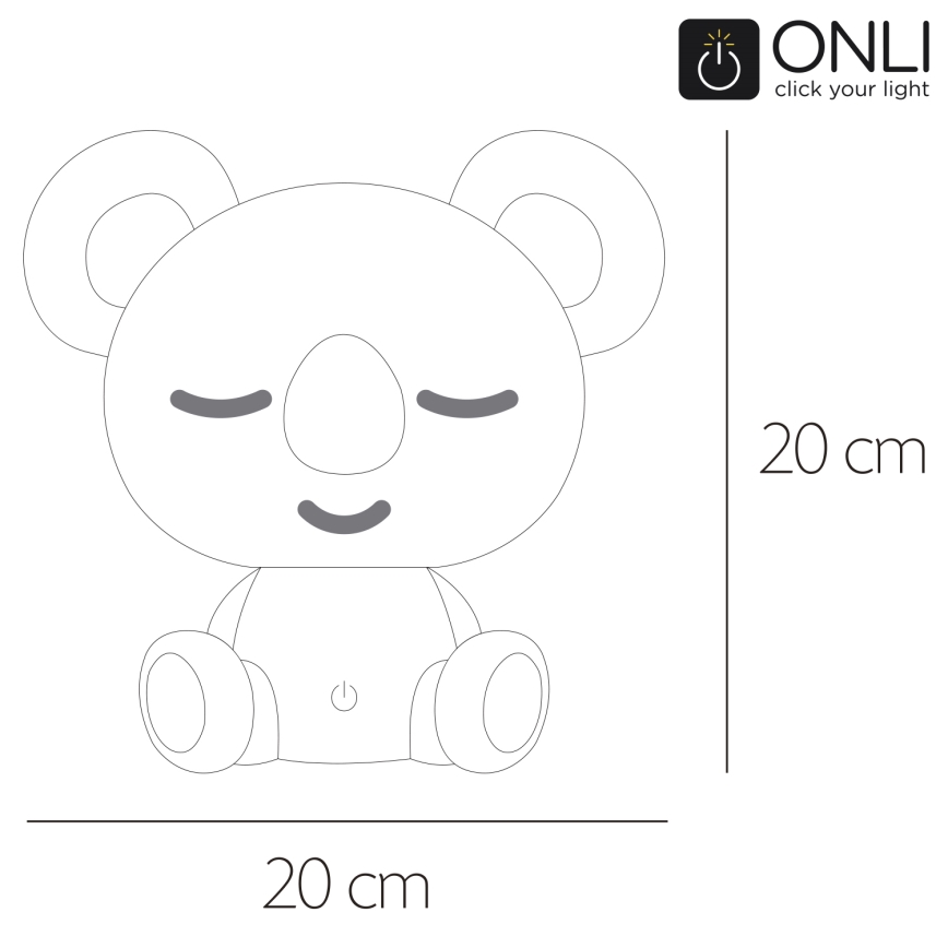 ONLI - Lámpara nocturna infantil LED regulable PUPPIES LED/3W/230V 20 cm koala/verde