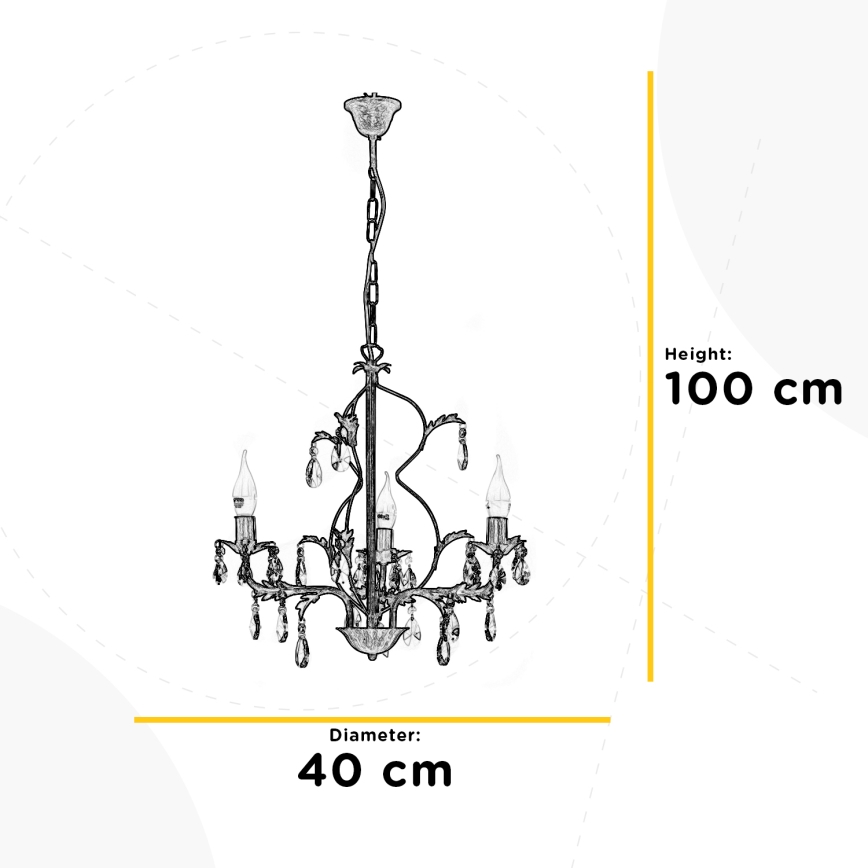 ONLI - Lámpara de techo con cadena TERESA 3xE14/6W/230V blanca