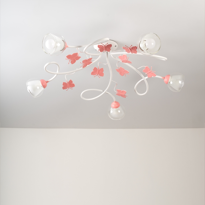 ONLI - Lámpara de techo infantil BUTTERFLY 5xE14/6W/230V