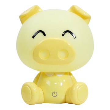ONLI - Lámpara nocturna infantil LED regulable PUPPIES LED/3W/230V 19 cm cerdito/amarillo