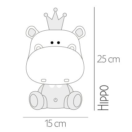 ONLI - Lámpara nocturna infantil LED regulable PUPPIES LED/3W/230V 25 cm hipopótamo/verde