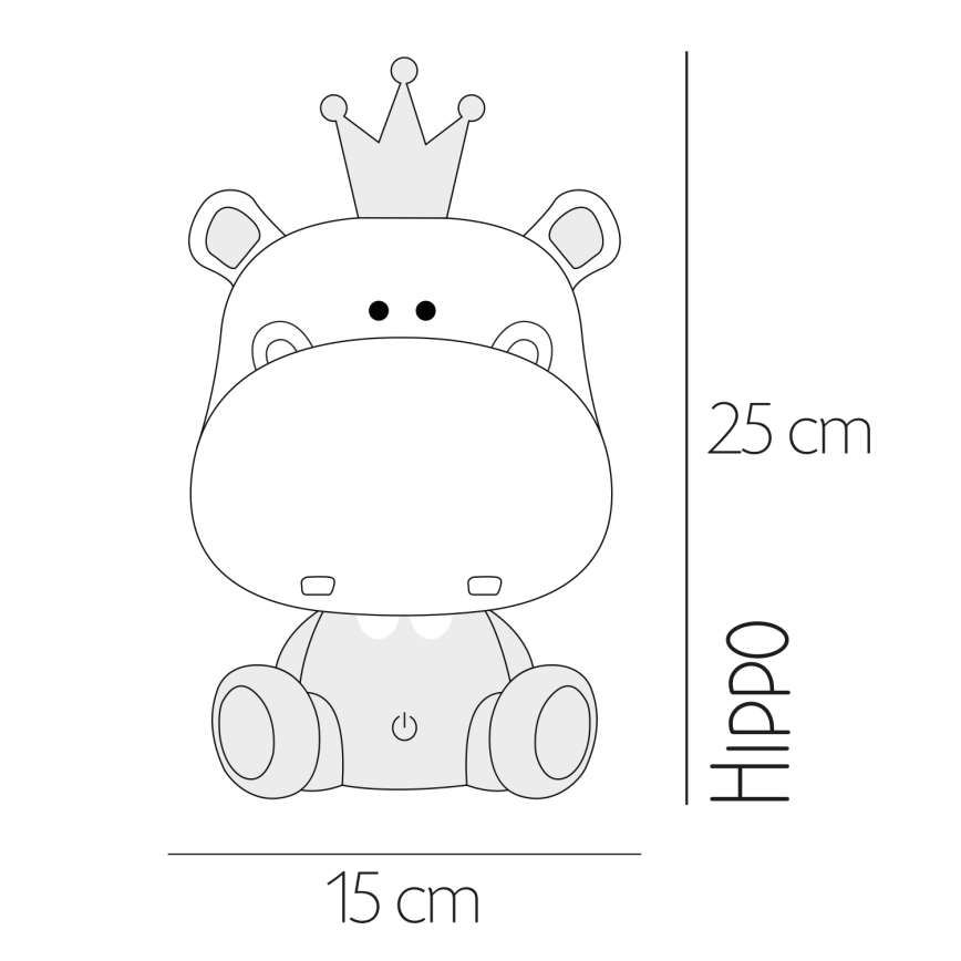 ONLI - Lámpara nocturna infantil LED regulable PUPPIES LED/3W/230V 25 cm hipopótamo/verde