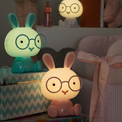 ONLI - Lámpara nocturna infantil LED regulable PUPPIES LED/3W/230V 22 cm conejito/azul