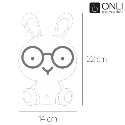 ONLI - Lámpara nocturna infantil LED regulable PUPPIES LED/3W/230V 22 cm conejito/azul